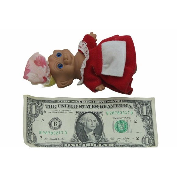 Troll Doll Yellow Hair with Blue Eyes with Dress and Hat - Picture 7 of 7